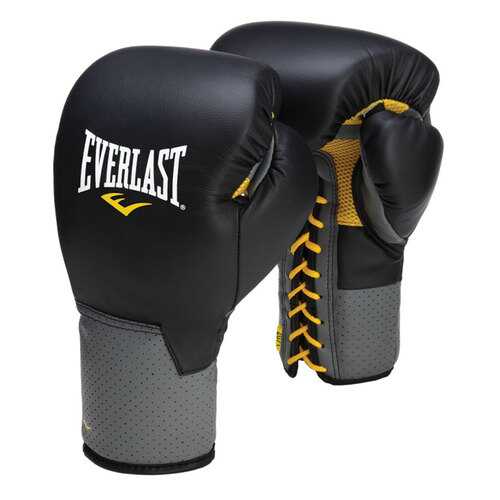 Боксерские перчатки тренировочные Everlast Pro Leather Laced черные 10 унций в Сплав