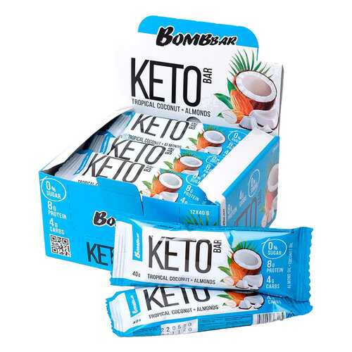 Батончик Bombbar Keto Bar 12 40 г, 12 шт., кокос с миндалем в Сплав