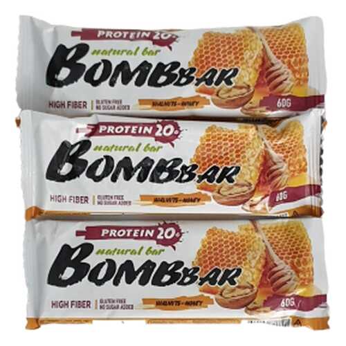 Батончик Bombbar Protein 3 60 г, 3 шт., грецкие орехи с медом в Сплав