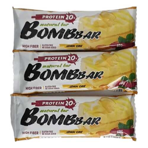 Батончик Bombbar Protein 3 60 г, 3 шт., лимонный торт в Сплав