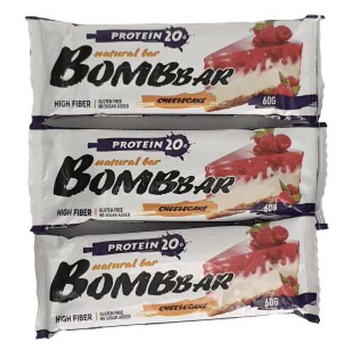 Батончик Bombbar Protein 3 60 г, 3 шт., малиновый чизкейк в Сплав