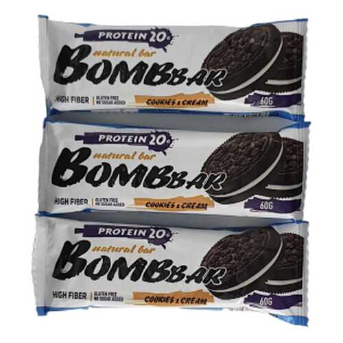 Батончик Bombbar Protein 3 60 г, 3 шт., печенье/крем в Сплав