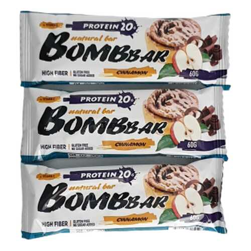 Батончик Bombbar Protein 3 60 г, 3 шт., яблоко/корица в Сплав
