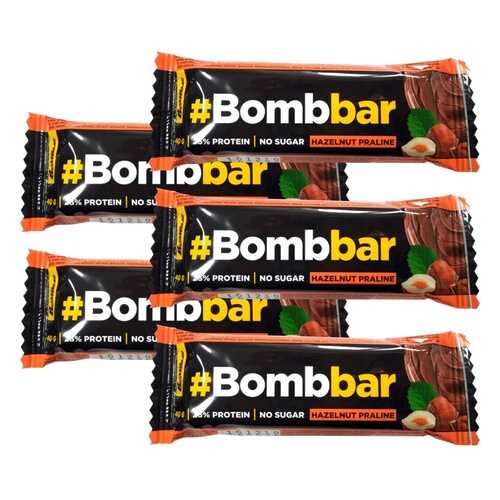Батончик Bombbar Protein Bar In Chocolate 5 40 г, 5 шт., фундучное пралине в Сплав