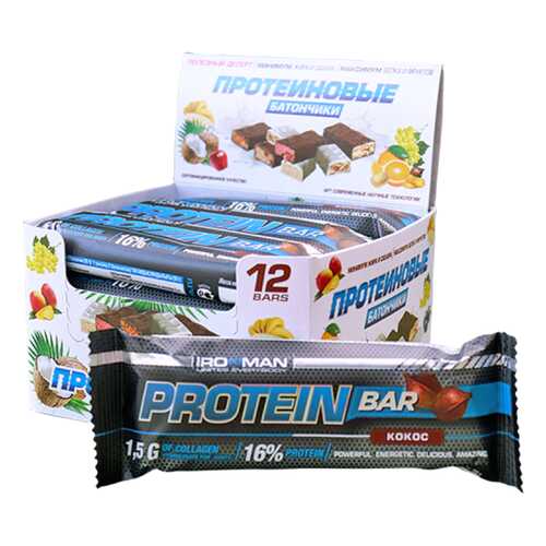 Батончик Ironman Protein Bar 12 50 г, 12 шт., кокос в Сплав