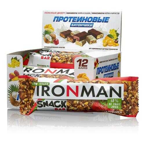 Батончик Ironman Snack Bar 12 40 г, 12 шт., клубника в Сплав