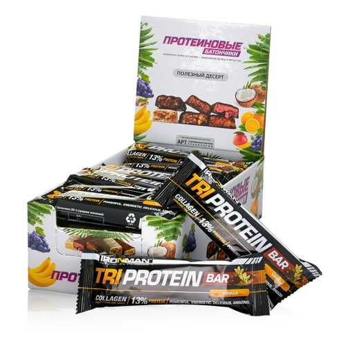 Батончик IRONMAN TRI Protein Bar, 50г (Ваниль/тёмная глазурь)(24 шт) в Сплав