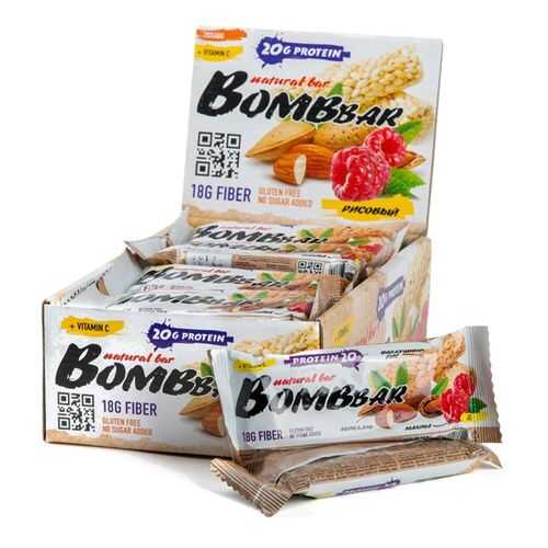 Батончик протеиновый Bombbar (коробка 20 шт.), Рис в Сплав