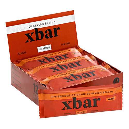Батончик Vasco Xbar 12 0,06 г, 12 шт., брауни в Сплав