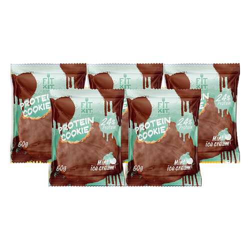 Печенье Fit Kit Chocolate Protein Cookie 5 50 г, 5 шт., мятное мороженое в Сплав