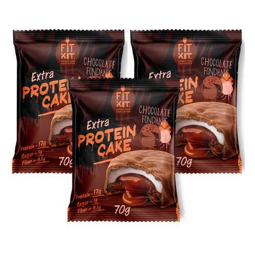 Печенье Fit Kit Extra Protein Cake 70 г, 3 шт., шоколадный фондан в Сплав