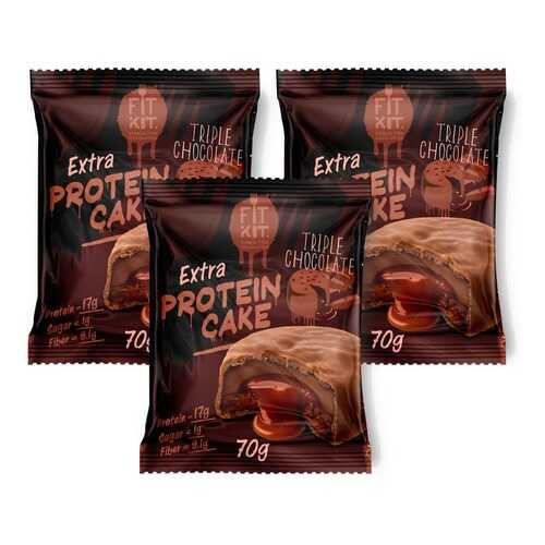 Печенье Fit Kit Extra Protein Cake 70 г, 3 шт., тройной шоколад в Сплав