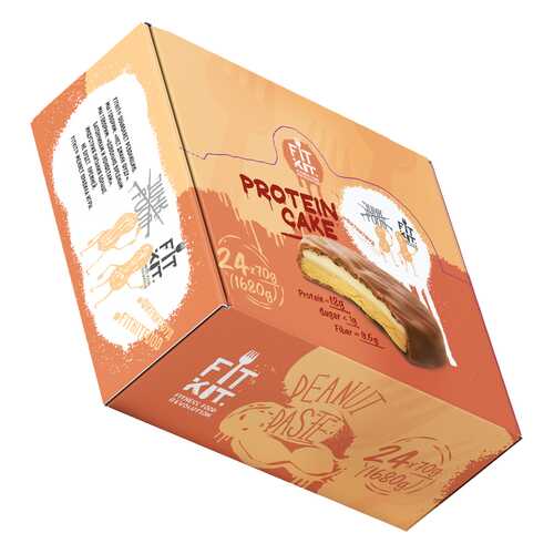 Печенье Fit Kit Protein Cake 24 70 г, 24 шт., арахисовая паста в Сплав