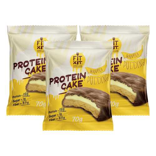 Печенье Fit Kit Protein Cake 3 70 г, 3 шт., банановый пудинг в Сплав