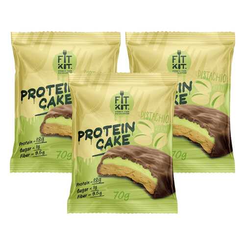 Печенье Fit Kit Protein Cake 3 70 г, 3 шт., фисташковый крем в Сплав