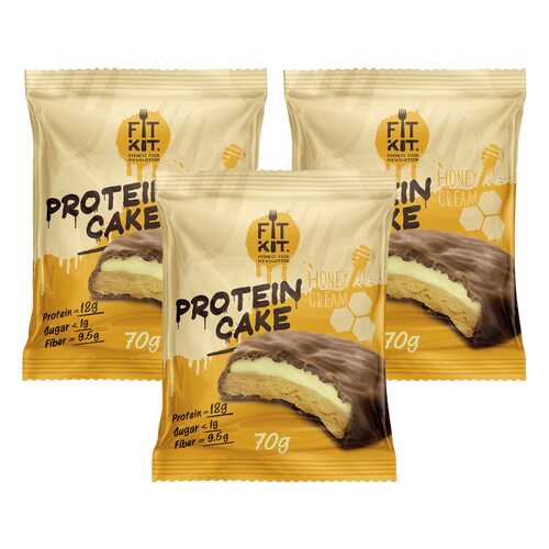 Печенье Fit Kit Protein Cake 3 70 г, 3 шт., медовый крем в Сплав