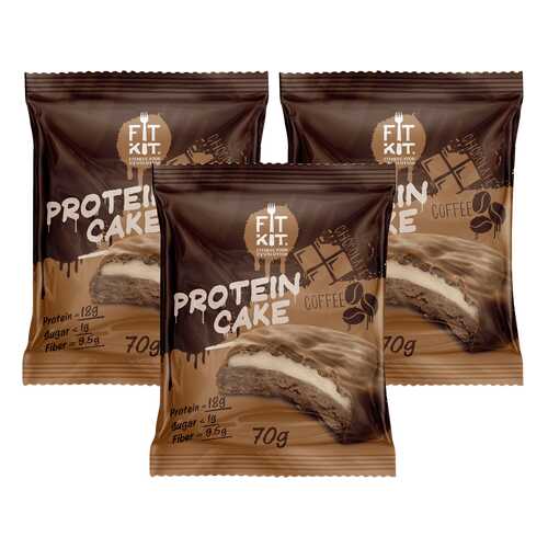 Печенье Fit Kit Protein Cake 3 70 г, 3 шт., шоколад/кофе в Сплав