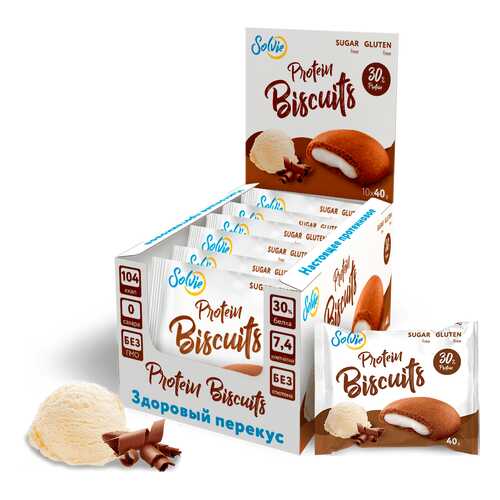 Печенье Solvie Protein Biscuits 10 40 г, 10 шт., промбир в Сплав