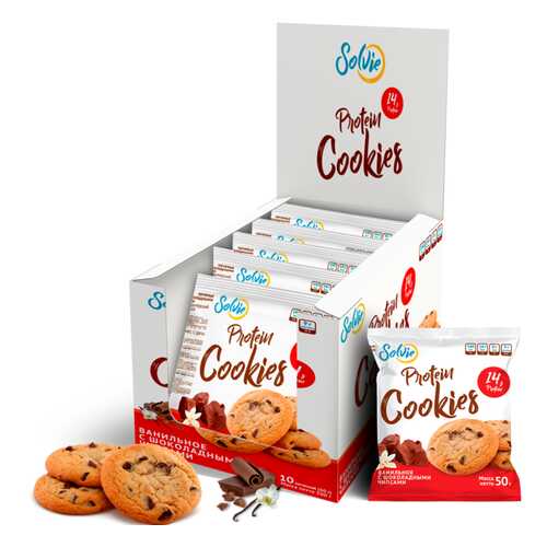 Печенье Solvie Protein Cookies 10 50 г, 10 шт., ванильное с шоколадными чипсами в Сплав