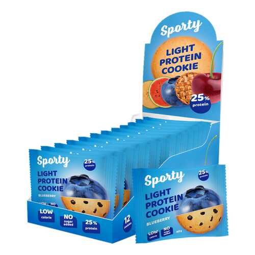 Печенье Sporty Light Protein Cookie 12 40 г, 12 шт., черника в Сплав