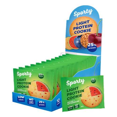 Печенье Sporty Light Protein Cookie 12 40 г, 12 шт., дыня/арбуз в Сплав