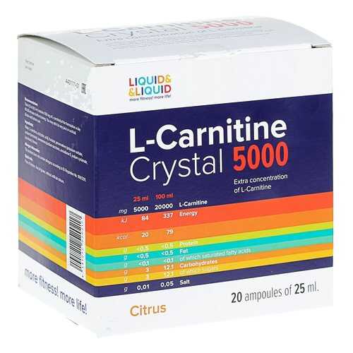 Liquid&Liquid L-Carnitine Crystal 5000, 20 ампул по 25 мл, Citrus в Сплав