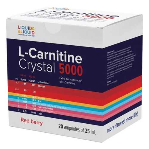 Liquid&Liquid L-Carnitine Crystal 5000, 20 ампул по 25 мл, Red berry в Сплав