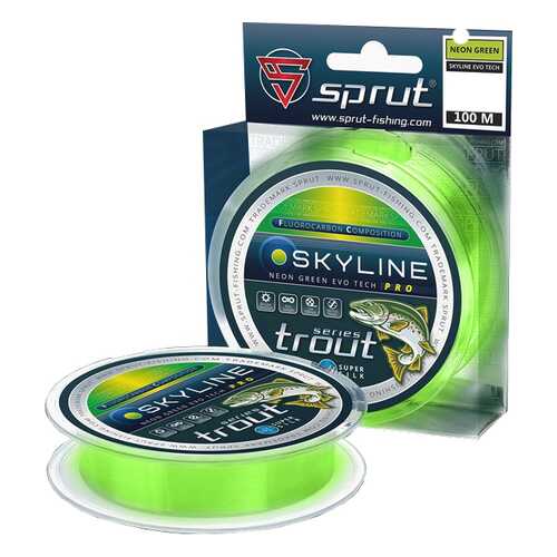 Леска монофильная Sprut Skyline Evo Tech Pro Neon Green 100 м, 0,255 мм, 7,25 кг в Сплав