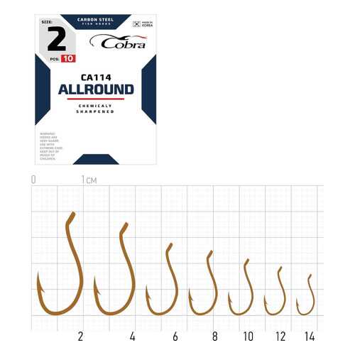 Рыболовные крючки Cobra Allround CA114 №6/0, 4 шт. в Сплав