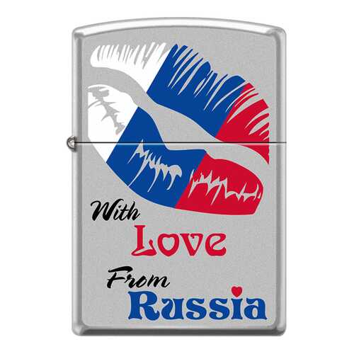 Зажигалка Zippo 205 With Love From Russia Satin Chrome в Сплав