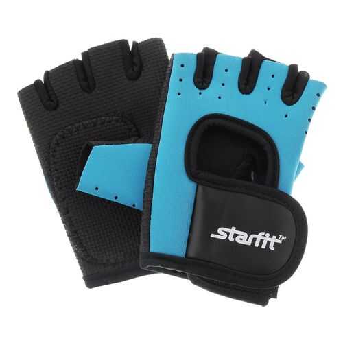 Перчатки для фитнеса StarFit SU-107, черные/голубые, 8 в Сплав