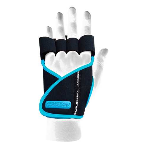 Перчатки для тяжелой атлетики и фитнеса Chiba Lady Motivation Glove, черные/голубые, S в Сплав